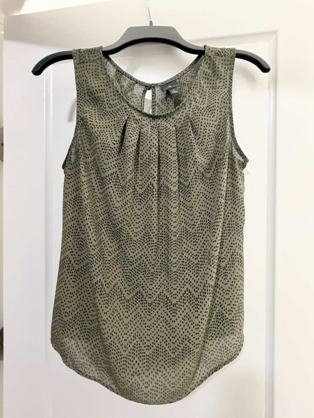 Worthington Olive Sleeveless Dot-Print Camisole